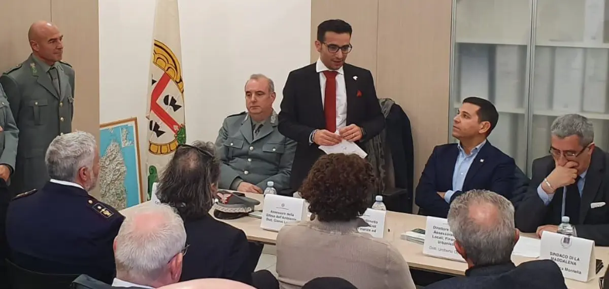 Assessore regionale della Difesa dell’ambiente, Gianni Lampis all’inaugurazione della nuova stazione forestale, avvenuta il 3 febbraio 2020 a La Maddalena