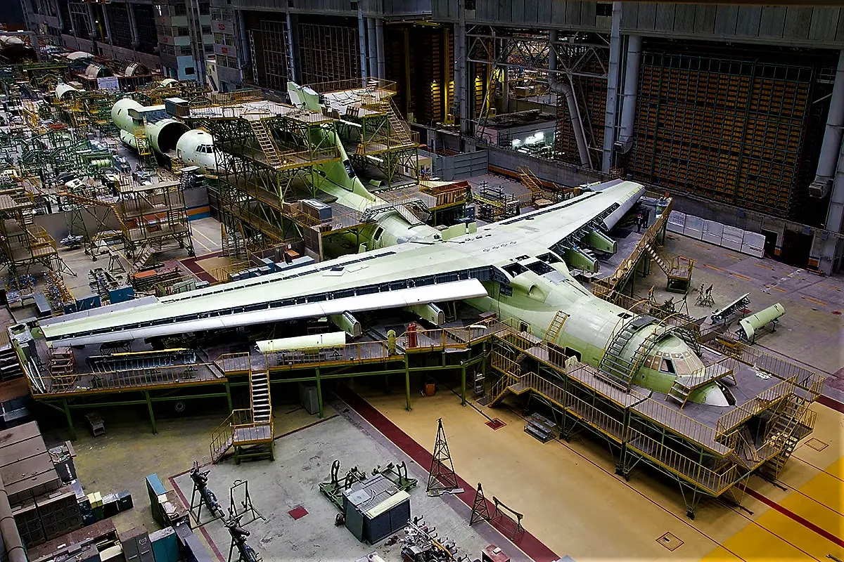 Airplanes under construction in the Aviastar-SP facility in Ulyanovsk, Russia