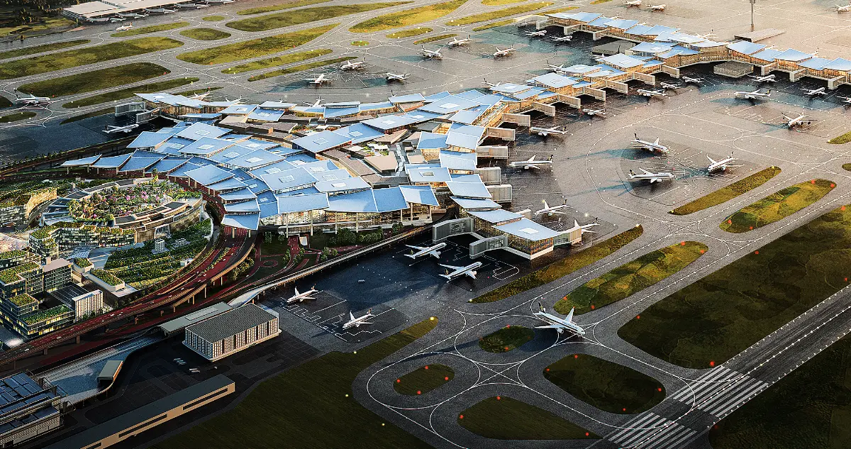 Terminal 5 of Singapore-Changi Airport, after completion. The groundbreaking ceremony was held on 14 May 2025 in the presence of Prime Minister Wong