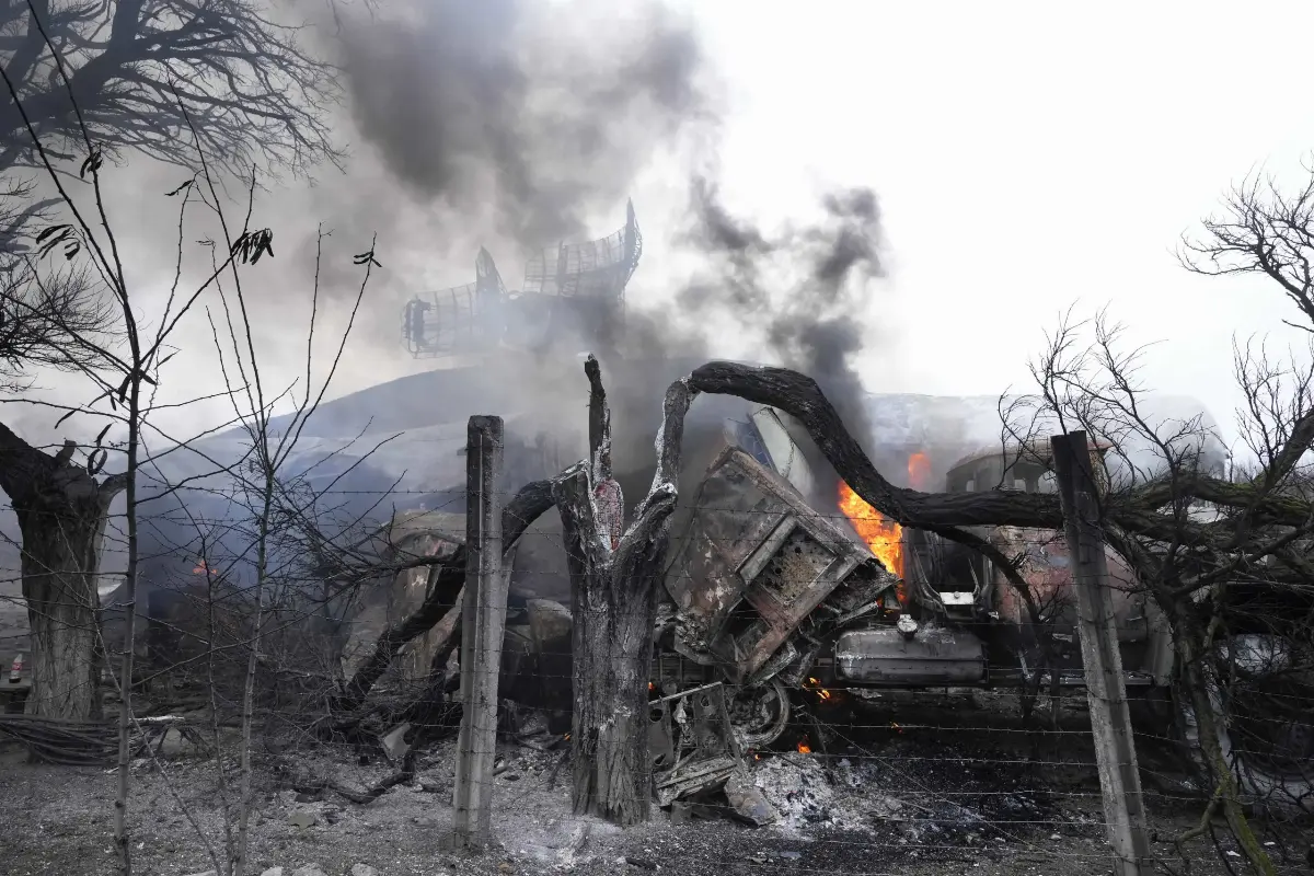 An image of the bombing in Ukraine