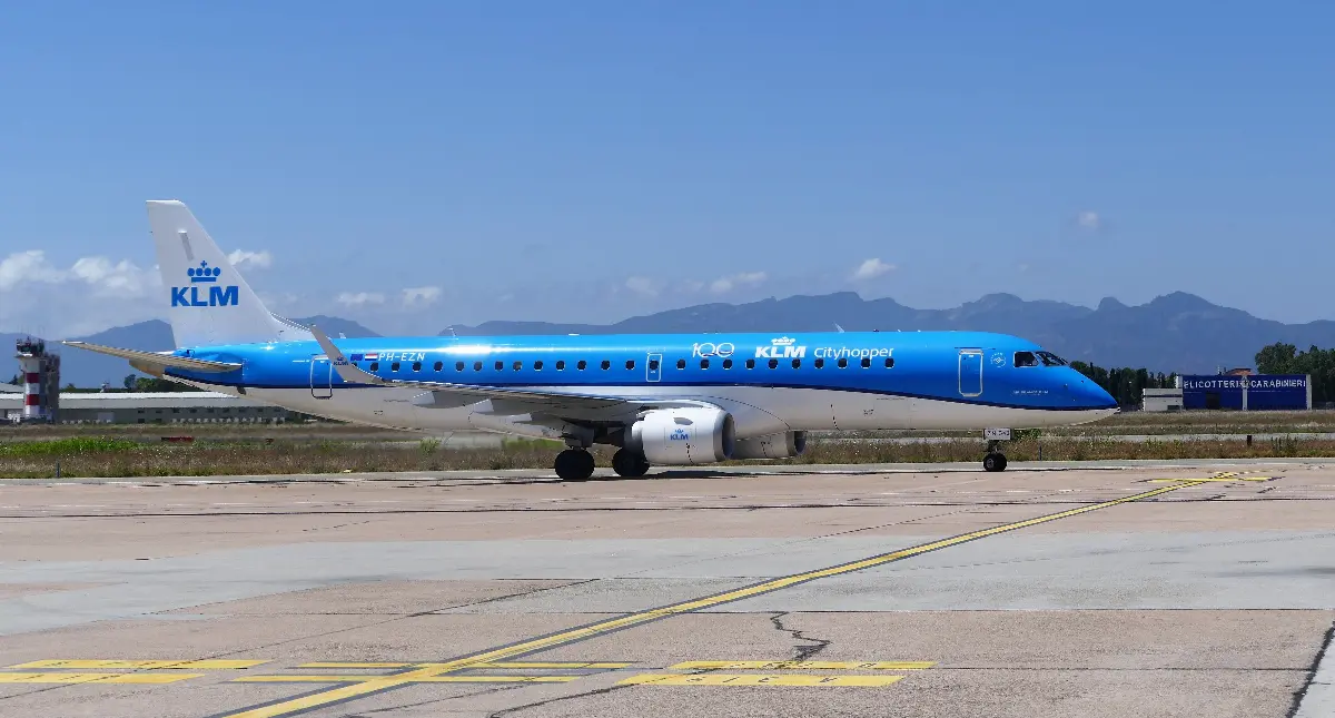 Aereo Klm arrivato allo scalo di Cagliari-Elmas