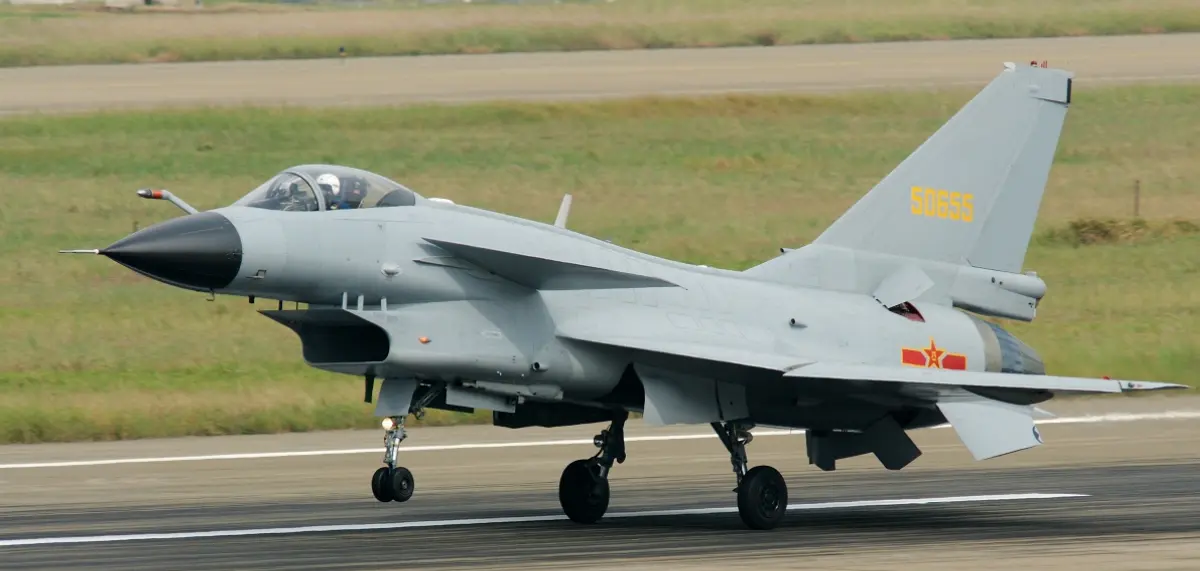A Chengdu J-10 aircraft during take-off