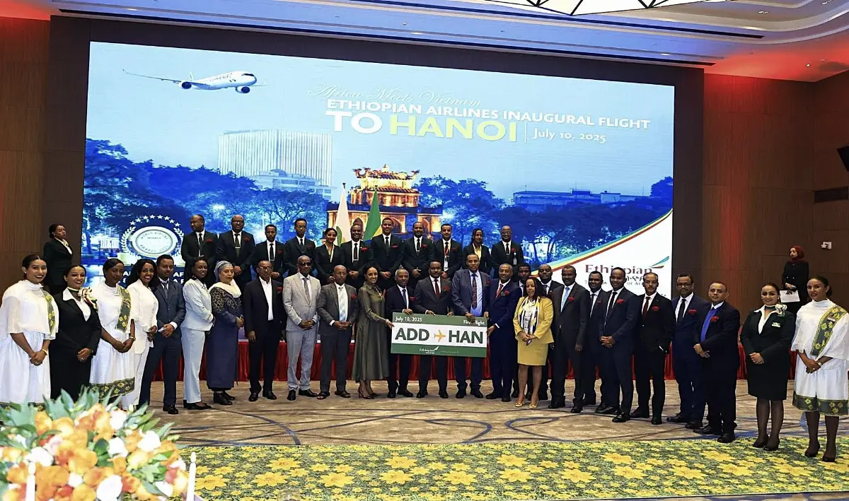 Luglio 2025. Cerimonia di inaugurazione del nuovo collegamento aereo Addis Abeba-Hanoi, operato da Ethiopian Airlines