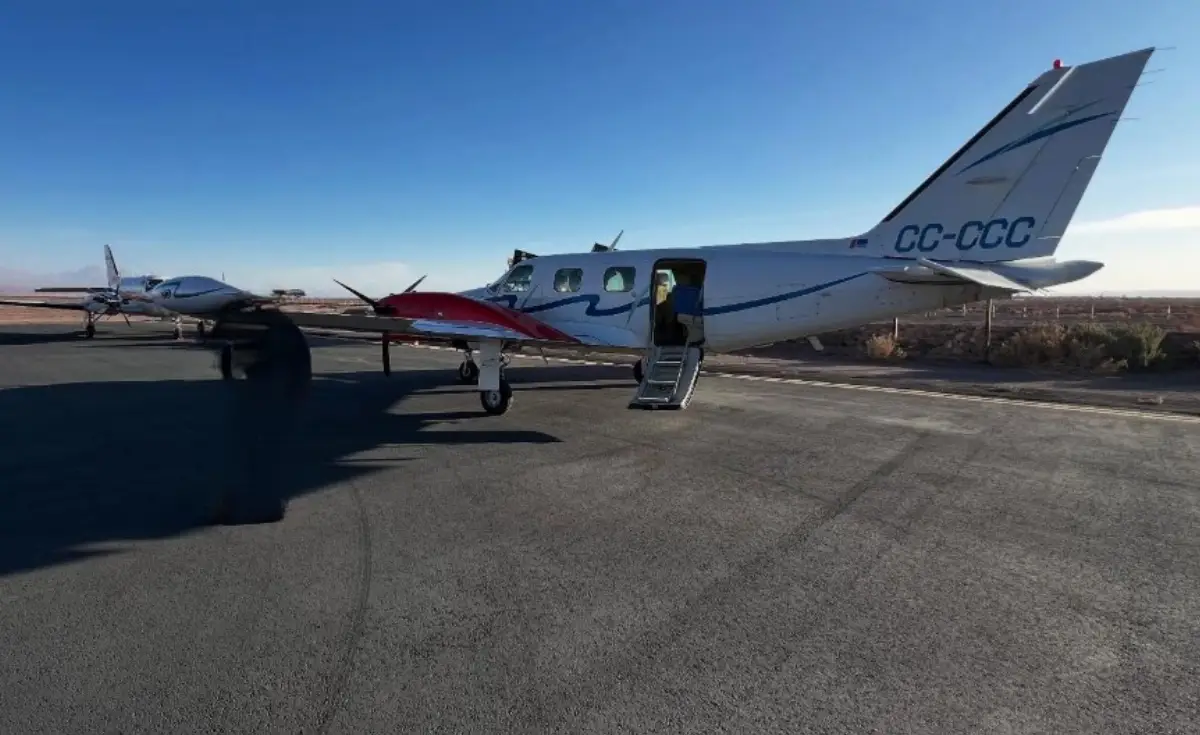 L'aereo Piper PA-31T Cheyenne II, marche CC-CCC, precipitato in Cile il 7 maggio 2025, in una foto d'archivio. Era adibito ad aeroambulanza ed al momento dell'incidente trasportava 6 persone, tutte decedute