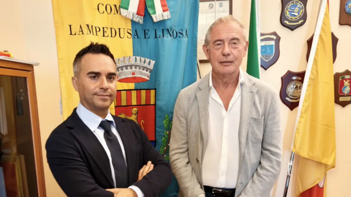 Agrigento, 27 agosto 2025. Il ministro Imprese e Made in Italy (Mimit) Adolfo Urso, durante la sua visita a Lampedusa ha incontrato il sindaco Filippo Mannino