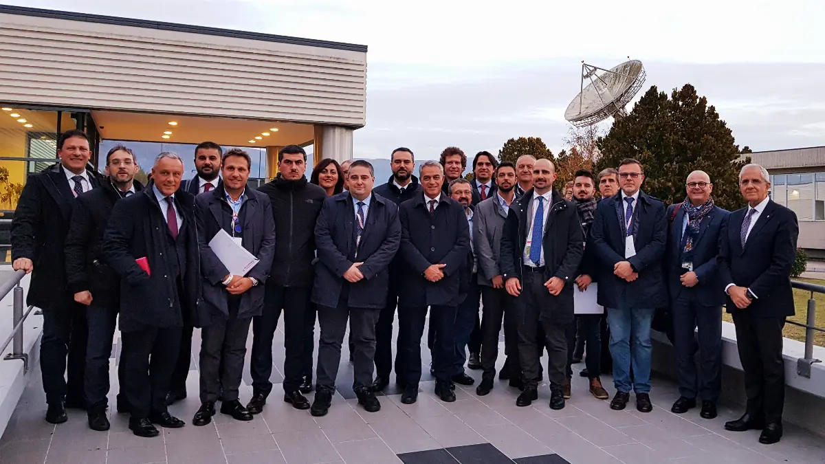 Fucino (L’Aquila), 11 novembre 2019. Delegazione parlamentare visita il centro spaziale del Fucino di Leonardo
