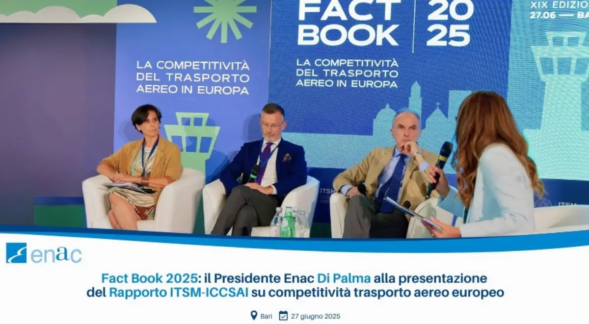 Bari, 27 giugno 2025. Il presidente Enac, Pierluigi Di Palma, alla presentazione del rapporto "Fact Book" all'aeroporto "Karol Wojtyla"