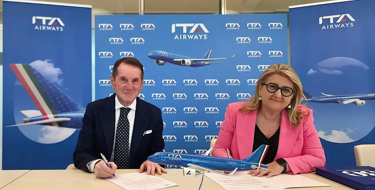 Il presidente Sandro Pappalardo e la sua omologa Marina Lalli sanciscono l'ingresso di ITA Airways in Federturismo Confindustria