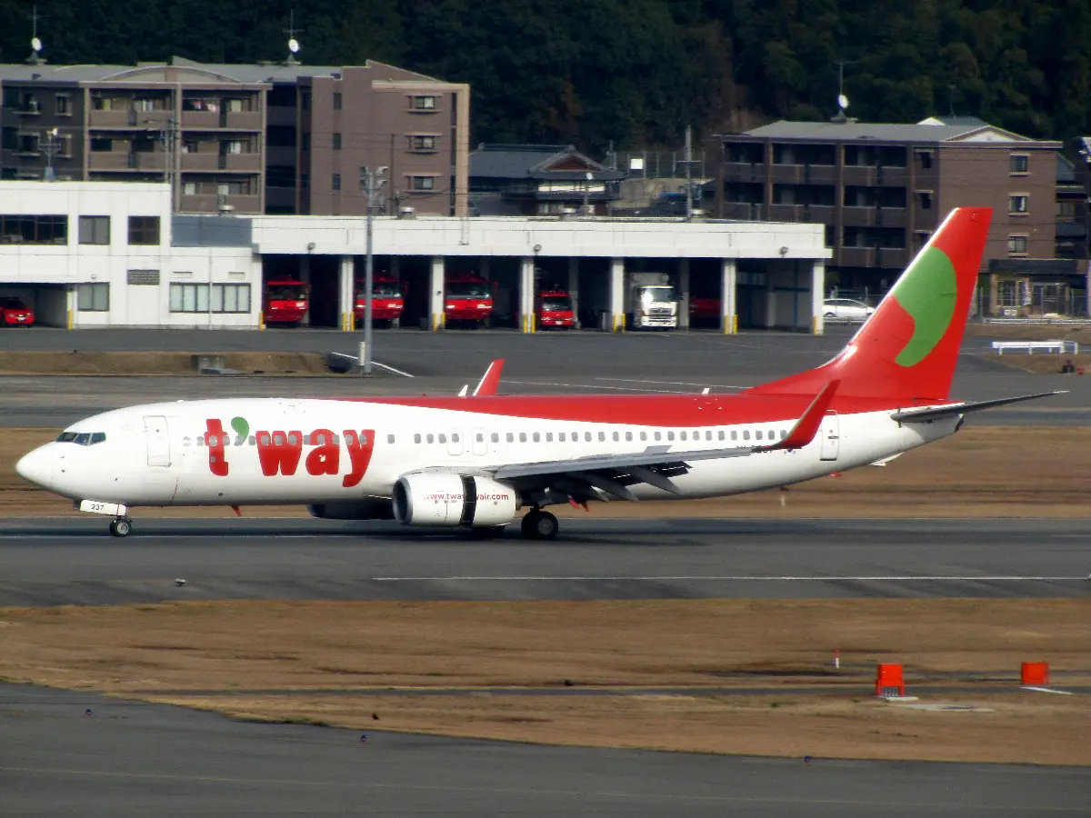 un aereo della compagnia T'way Airlines