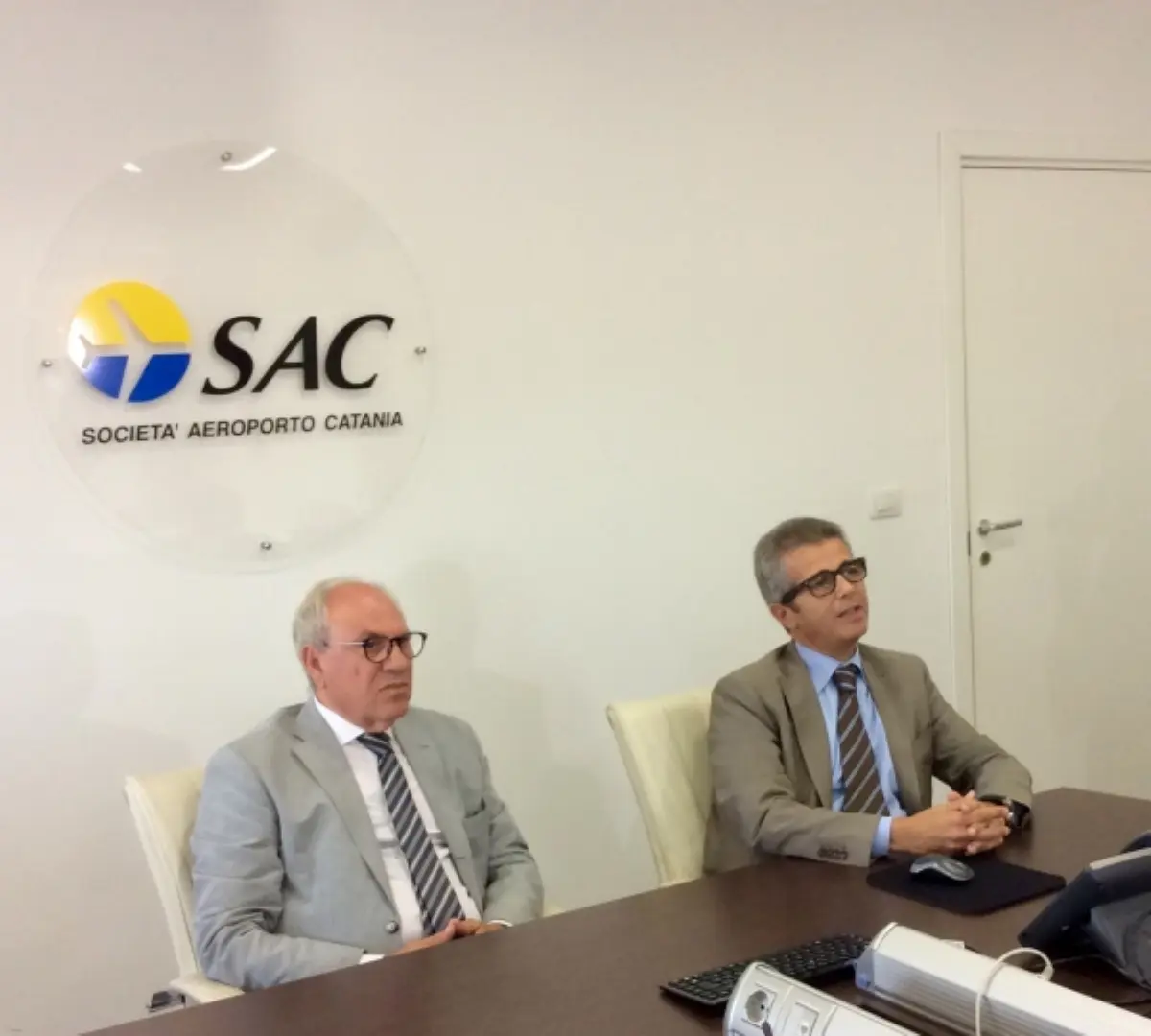 Conferenza-stampa Sac: da sinistra Salvatore Bonura (presidente) e Gaetano Mancini (ad)