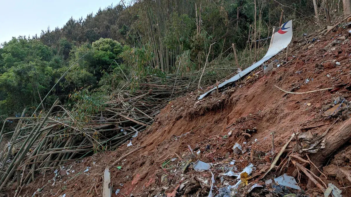 The mountainous area where the China Eastern Airlines B-737 plane crash occurred on March 21st 2022
