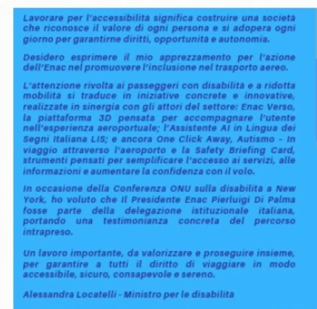 Roma, 29 ottobre 2025. La quarta di copertina della locandina sul convegno “Le nuove sfide dell’Enac: dall’Italia verso l’Europa”, organizzato con il patrocinio e la partecipazione del ministro per le Disabilità Alessandra Locatelli, che si è svolto presso la sala Polifunzionale della presidenza del Consiglio dei ministri