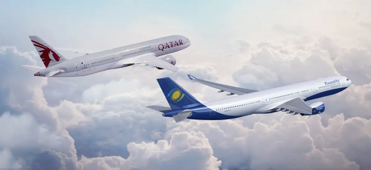 Aerei di Qatar Airways e RwandAir