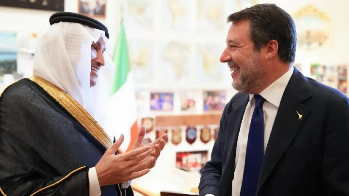 Roma, 6 maggio 2025. Mit: incontro bilaterale tra il vicepresidente del Consiglio e ministro delle Infrastrutture e dei Trasporti, Matteo Salvini, ed il ministro dei trasporti e dei servizi logistici del Regno di Arabia saudita, SE Saleh Al-Jasser
