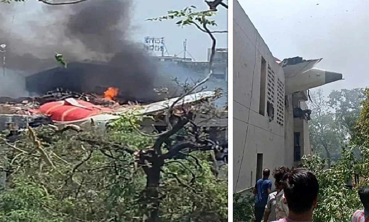 Images of the B-787 Dreamliner airplane crash of Air India, fell down on June 12, 2025 with 242 people on board shortly after the take off from Ahmedabad Airport, towards London