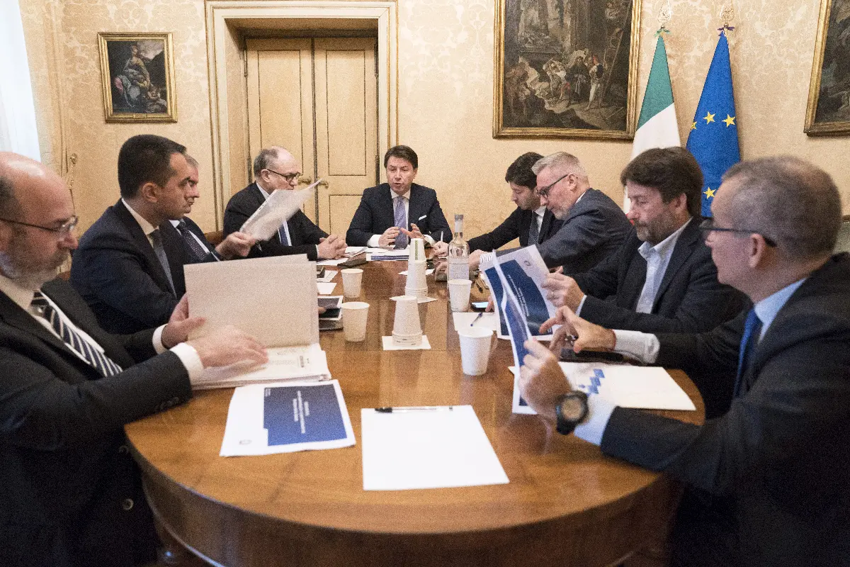 Palazzo Chigi 10/02/2020. Il presidente del Consiglio, Giuseppe Conte, durante il tavolo interministeriale sull'emergenza coronavirus