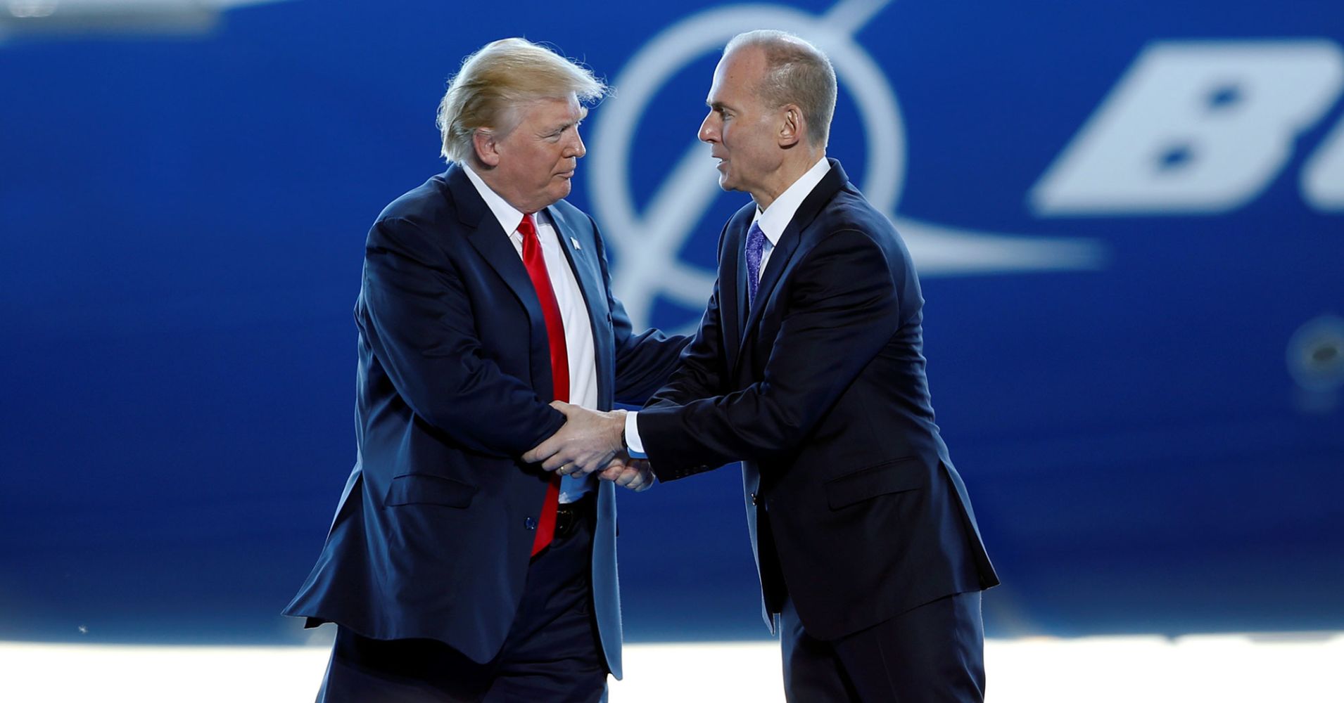 The US President Donald Trump with the Cheif Executive Officer of Boeing Dennis Muilenburg