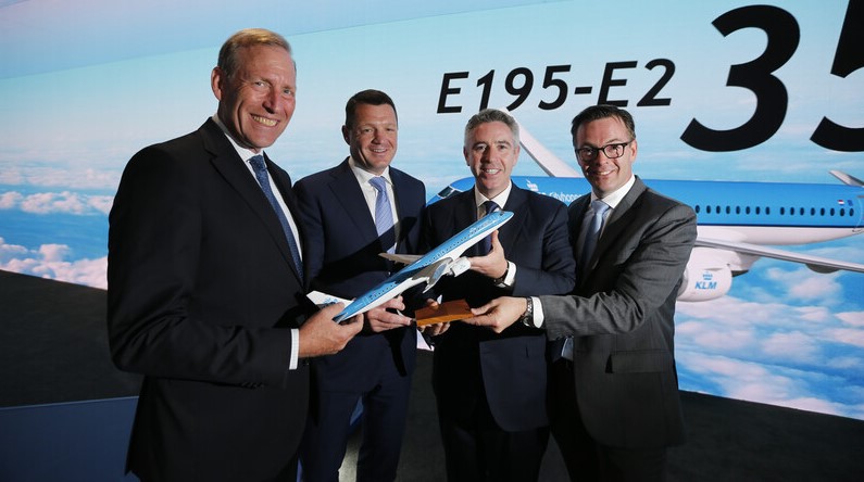 Embraer annuncia intenzione Klm fino a massimo 35 aerei E-195E2 il 19 giugno 2019 durante il "Paris Air Show"