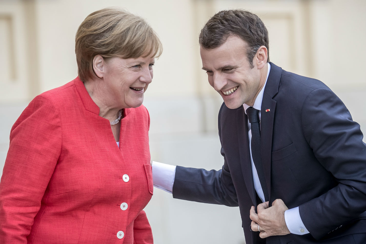 Il cancelliere tedesco Angela Merkel e il presidente francese Emmanuel Macron