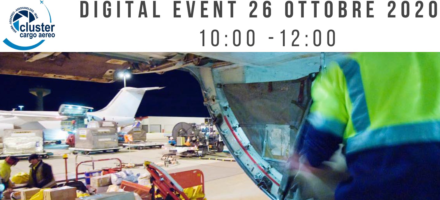 Locandina evento digitale del 26 ottobre 2020 dalle 10 alle 12 sul settore del cargo aereo