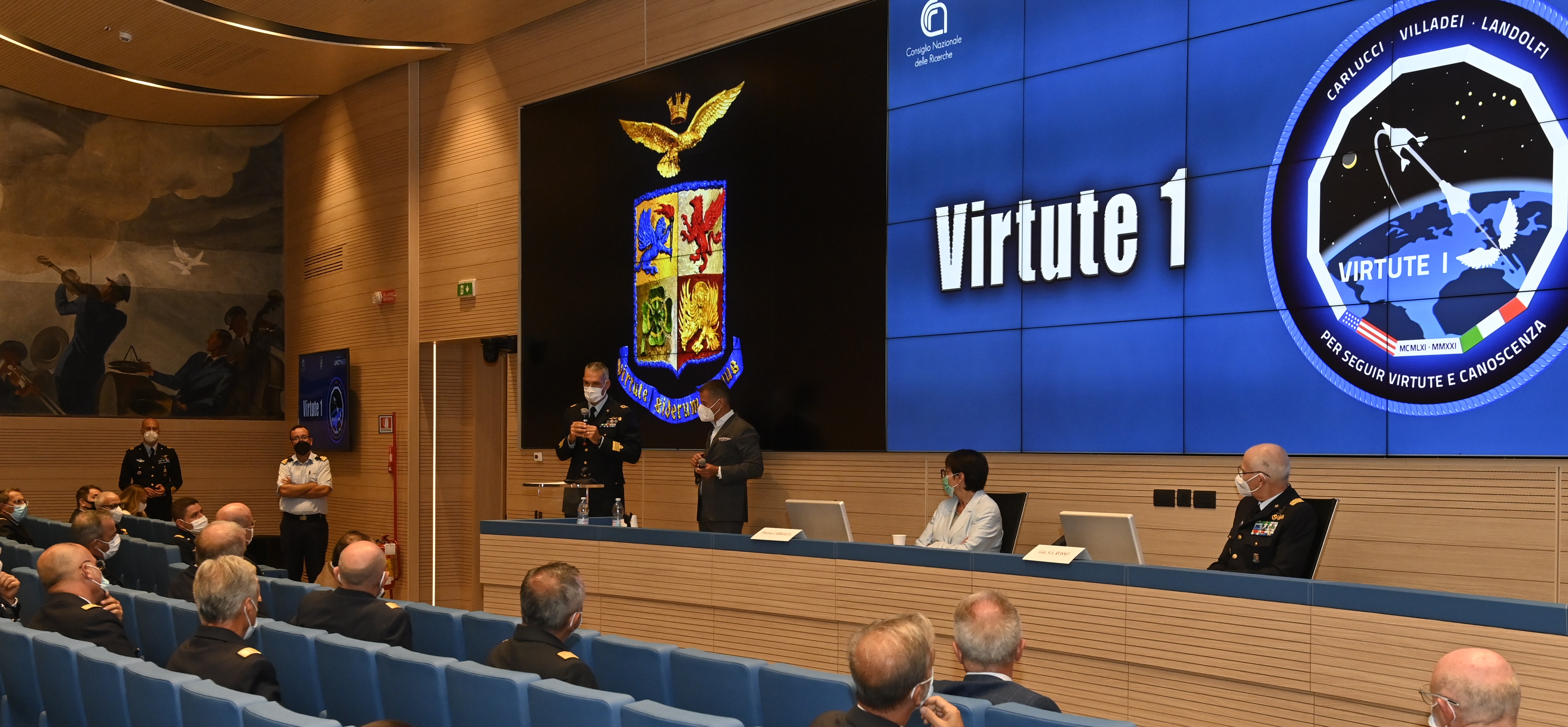 Rome, September 2, 2021. Press conference to announce scientific suborbital mission AMI-CNR, on Spaceshiptwo aircraft by Virgin Galactic took place at Palazzo Aeronautica
