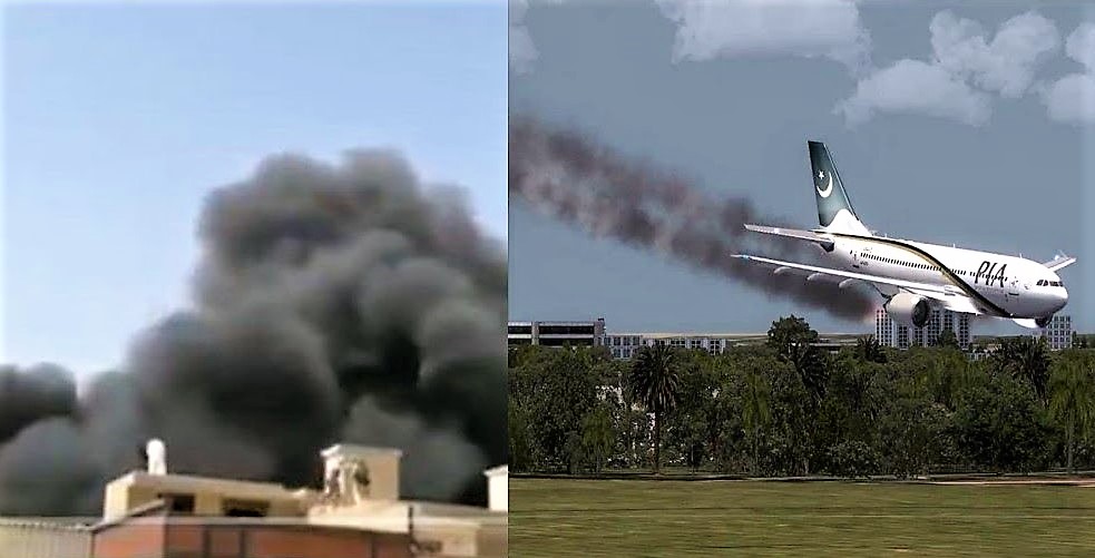 A-320 airplane of PIA (Pakistan International Airlines) crashed on May 22, 2020 on a residential area near the Karachi airport, in Pakistan
