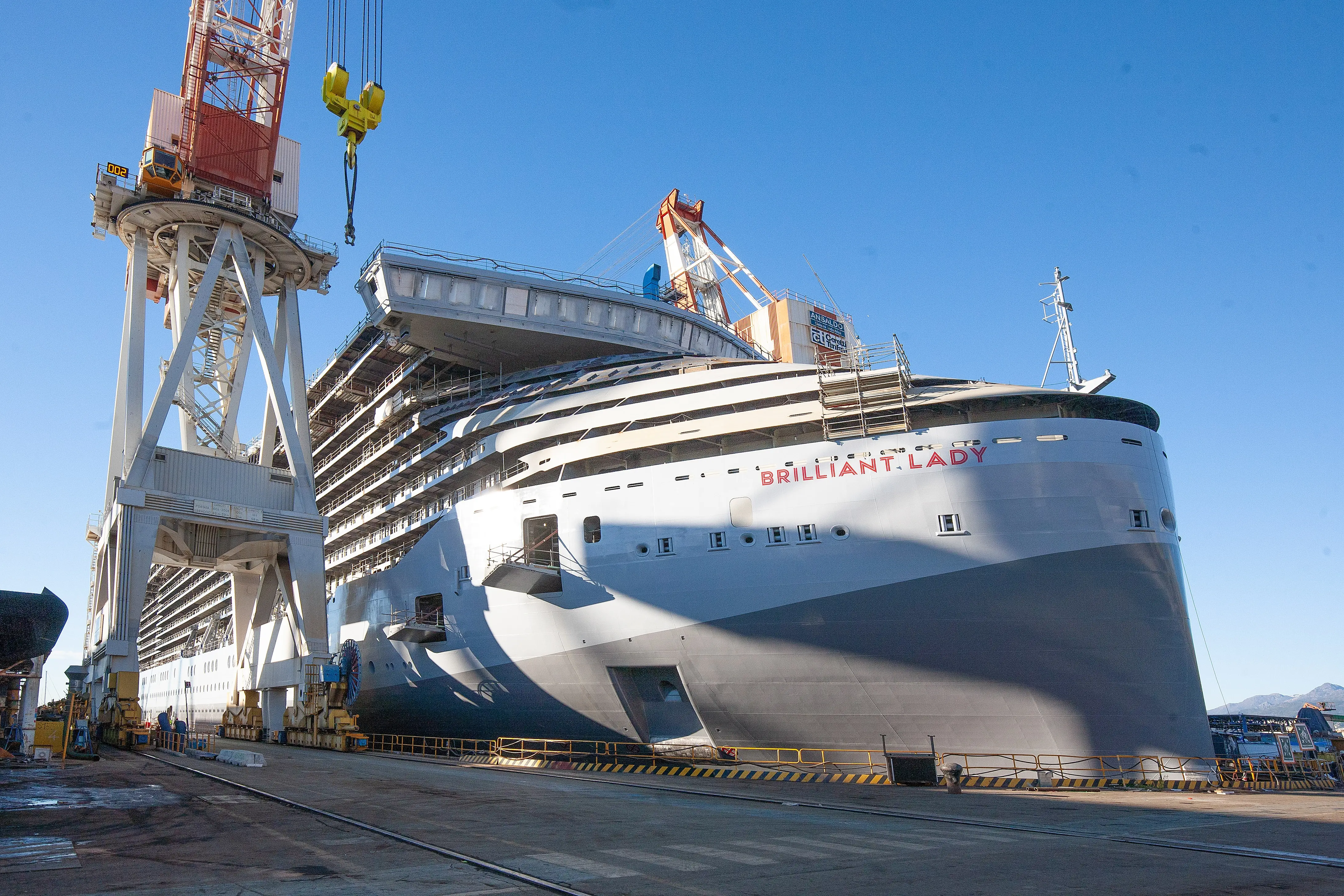 Fincantieri: stabilimento di Sestri Ponente cerimonia di varo di “Brilliant Lady”, ultima della serie di quattro navi da crociera commissionate a Fincantieri da Virgin Voyages