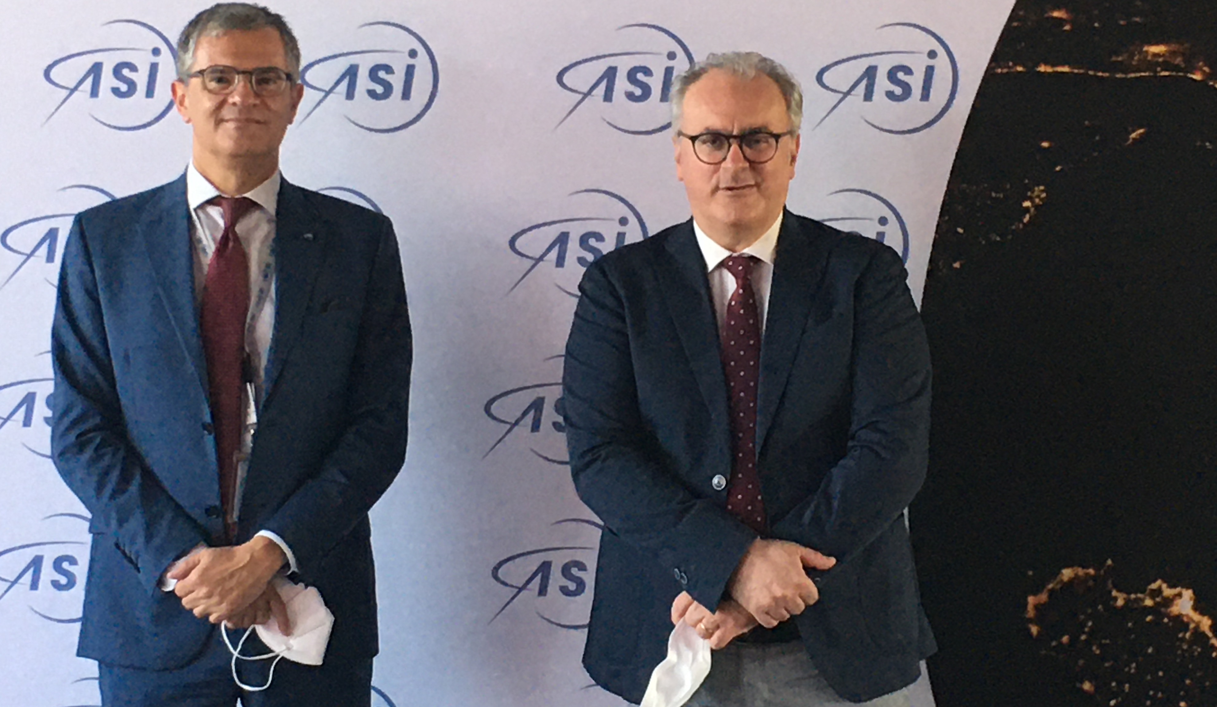 Da sinistra: il presidente Agenzia spaziale italiana (Asi), Giorgio Saccoccia e quello dell’Autorità di regolazione dei trasporti (Art), Nicola Zaccheo