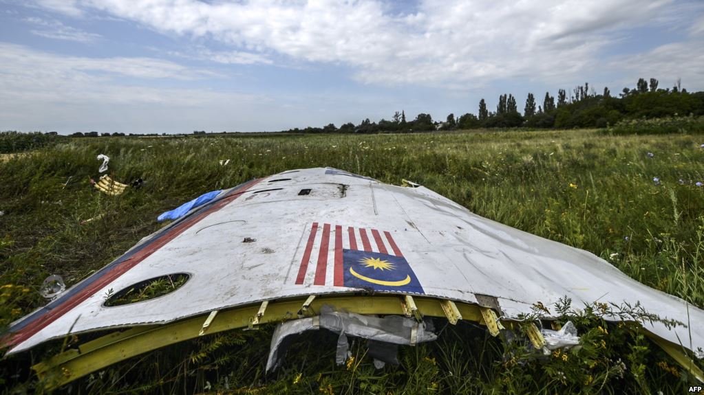 Part of the fuselage of the Boeing B-777/200ER of Malaysia Airlines shot down by a missile in Ukraine in July 2014