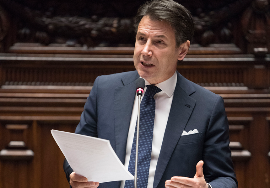 Il presidente del Consiglio Giuseppe Conte durante un intervento alla Camera dei deputati