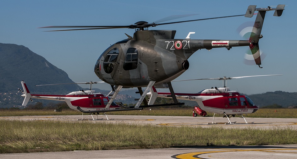 Elicottero TH-500B del 72esimo Stormo AMI di Frosinone ed AB-206 dei Vigili del fuoco