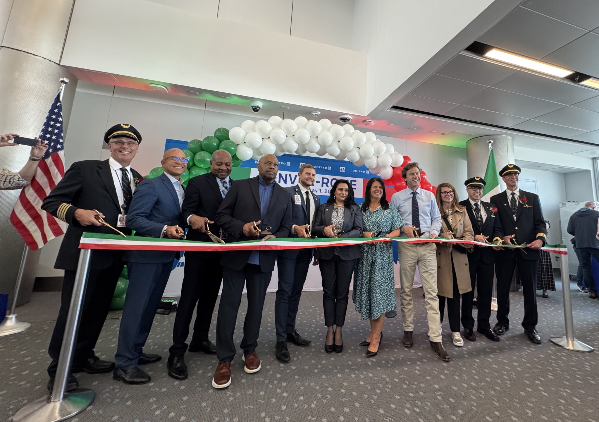 Denver International Airport: celebrations for the first flight of the new route Denver-Rome served from May 1st 2025 by United Airlines