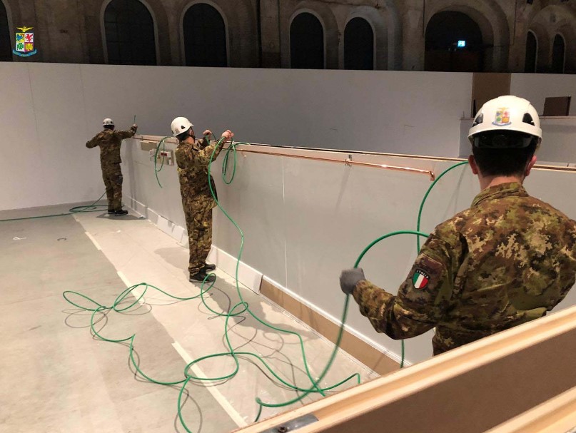 Reparti Genio AMI: Torino, cantiere realizzazione area sanitaria complesso Ogr (ex-Officine Grandi Riparazioni) destinata a pazienti affetti da Coronavirus di lieve e media entità