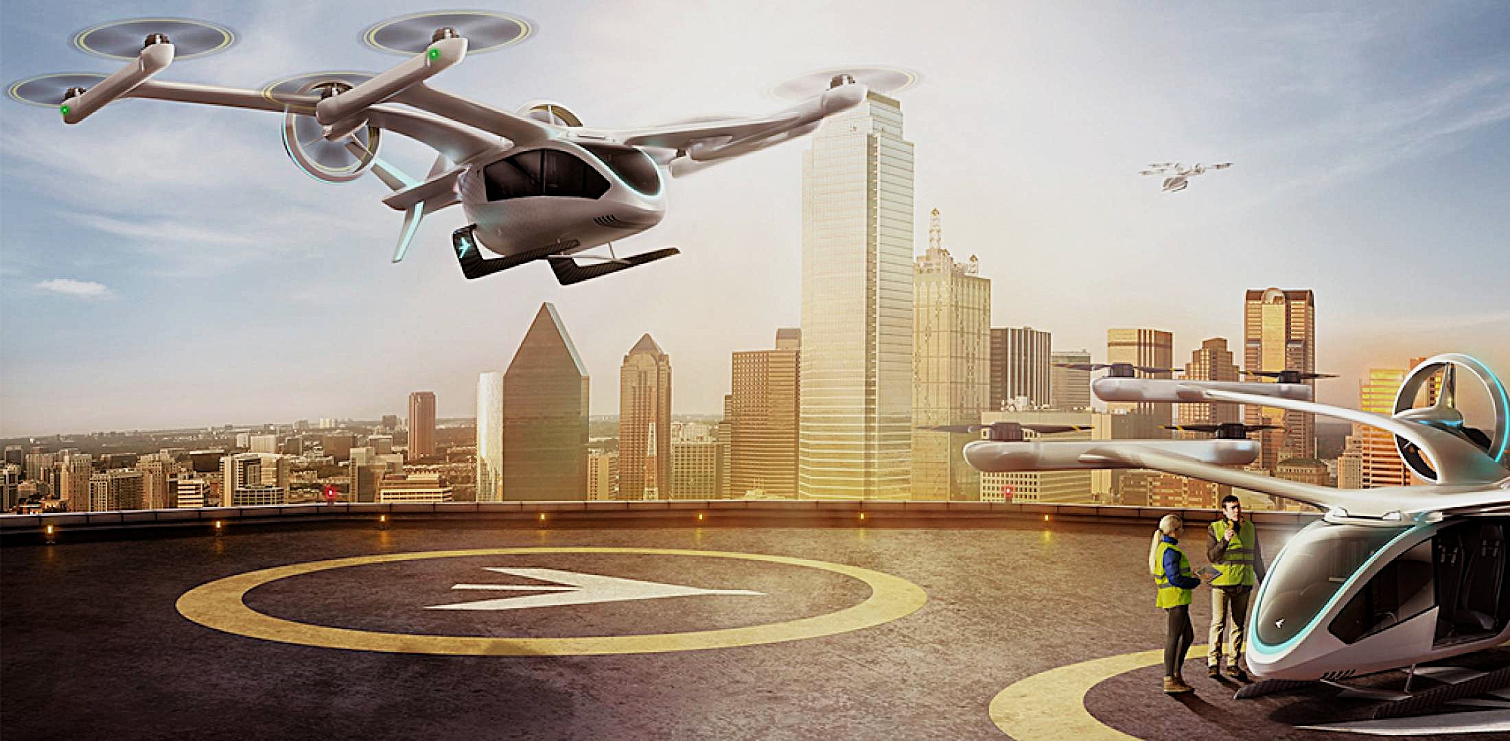 Un rendering del progetto Evtol di Embraer Eve Urban Air Mobility (foto d'archivio)