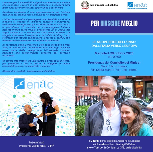Locandina del workshop “Le nuove sfide dell’Enac: dall’Italia verso l’Europa”, incontro organizzato dall’Ente nazionale per l’aviazione civile per mercoledì 29 ottobre, a Roma, Sala polifunzionale della Presidenza del Consiglio dei ministri
