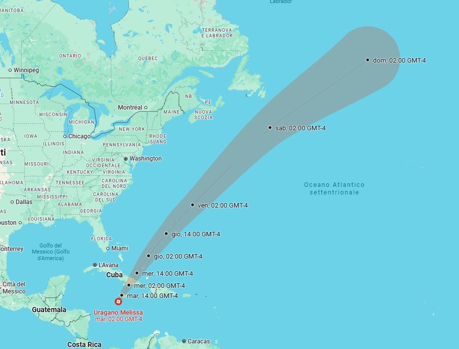 Hurricane Melissa towards Cuba and Jamaica