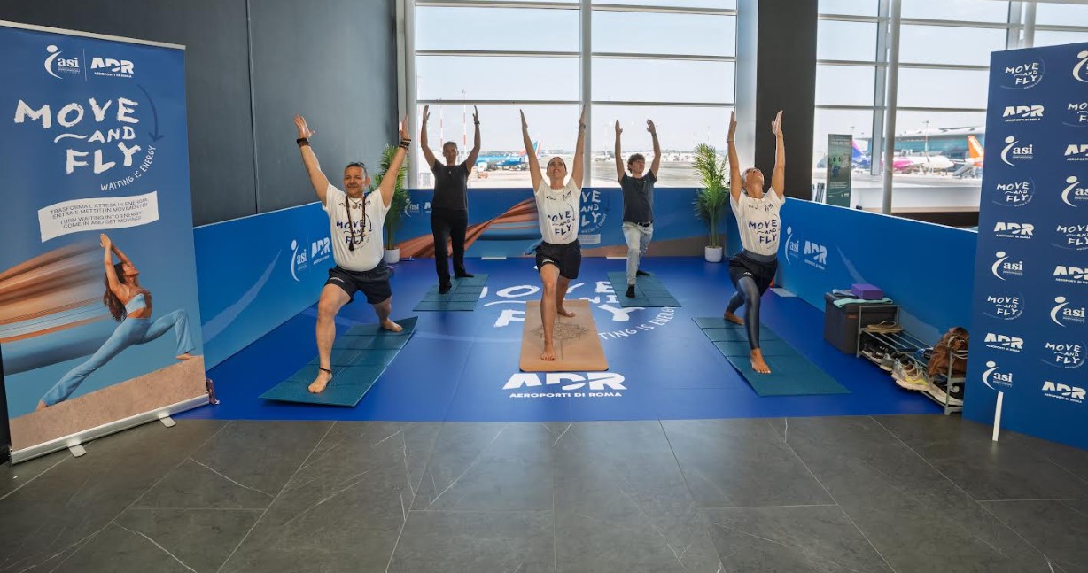 Roma, 22 settembre 2026. AdR-Asi: "Move and Fly", progetto, nella sua prima fase test, prevede l'installazione di due aree, una per lo yoga ed una dedicata al minigolf, all’interno delle zone partenze dei T1 e T3 a Fiumicino