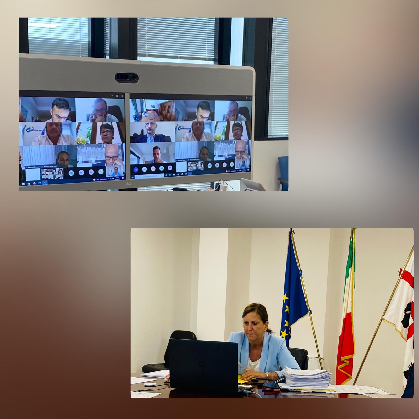 Regione Sardegna. Assessore Lavoro, Alessandra Zedda, al termine della riunione, in videoconferenza, con i rappresentanti del ministero del Lavoro, dei Trasporti e del Mise, liquidatori e rappresentanze sindacali sulla situazione Air Italy