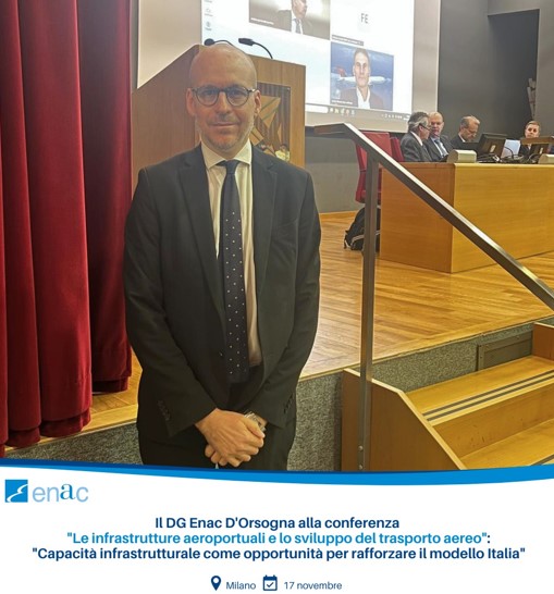 Milano, 17 novembre 2025. Il direttore generale Enac (Ente nazionale aviazione civile) Alexander D'Orsogna alla conferenza su infrastrutture aeroportuali: "Capacità infrastrutturale come opportunità per rafforzare il modello Italia"