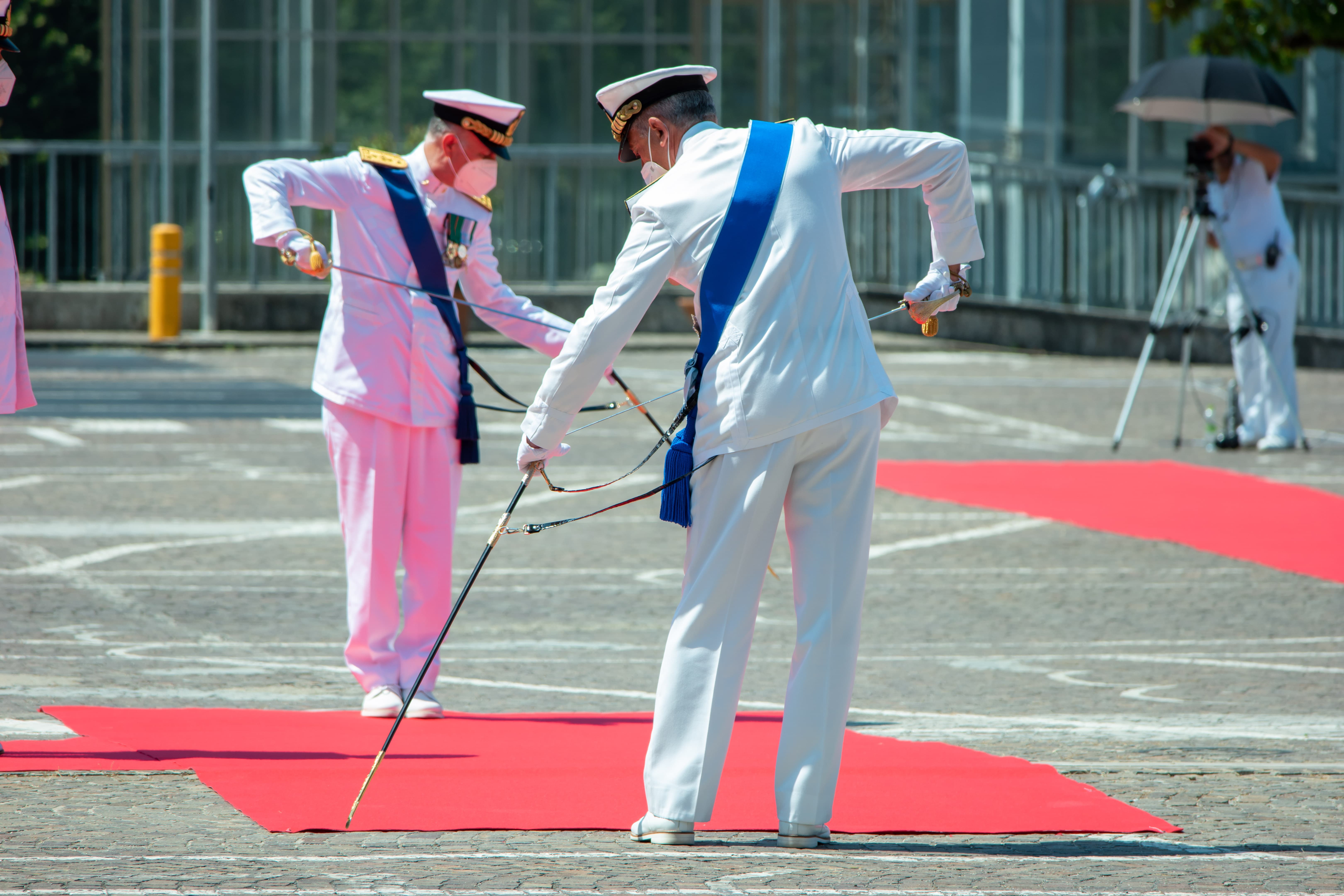 Cerimonia di avvicendamento ai vertici del Corpo delle Capitanerie di porto - Guardia costiera, tra l'ammiraglio Ispettore Capo Giovanni Pettorino (uscente) e l'ammiraglio Ispettore Capo Nicola Carlone