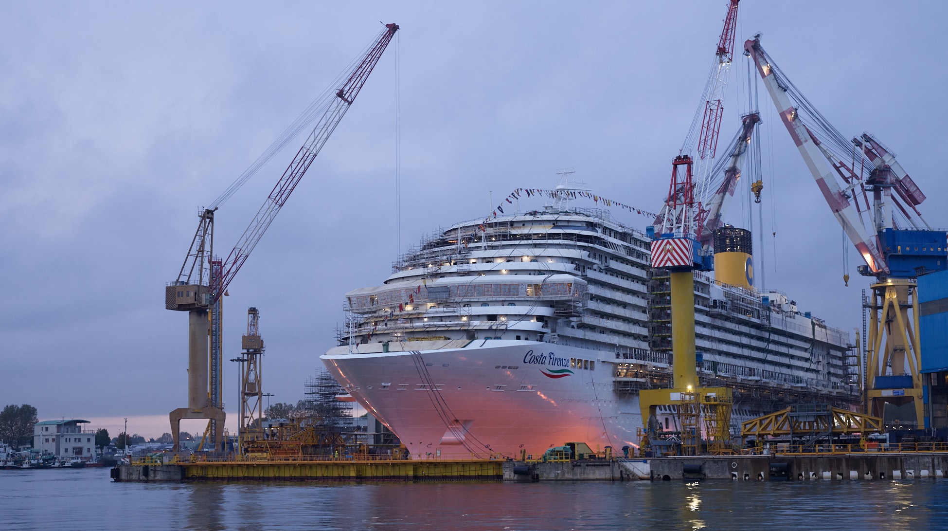Float out of "Costa Firenze" at Fincantieri shipyard in Marghera (Venice) on November 6, 2019