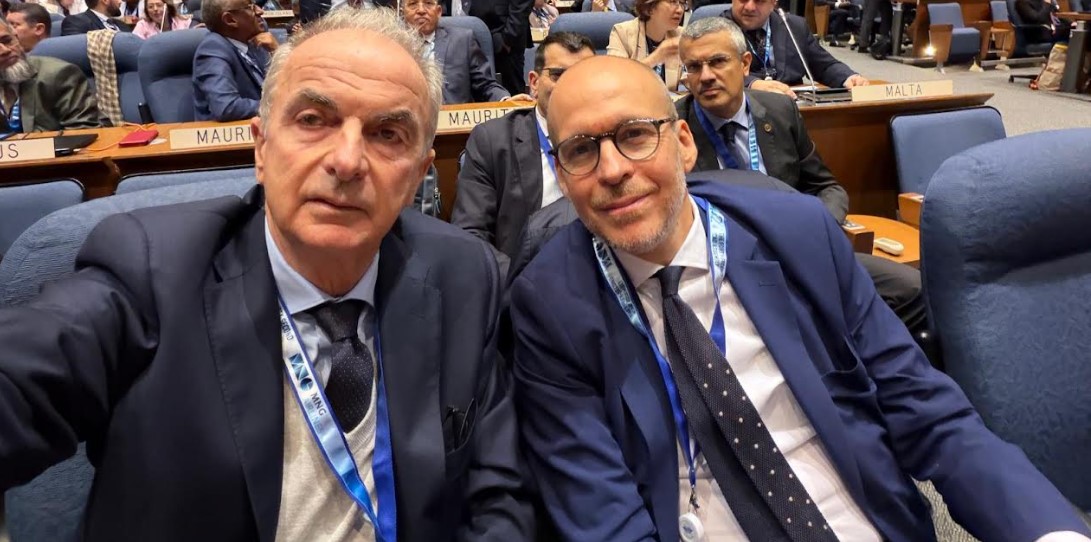 Montreal, 27 settembre 2025. Da sinistra, Enac: il presidente Pierluigi Di Palma ed il direttore generale Alexander D'Orsogna all'Icao (23 settembre-3 ottobre)