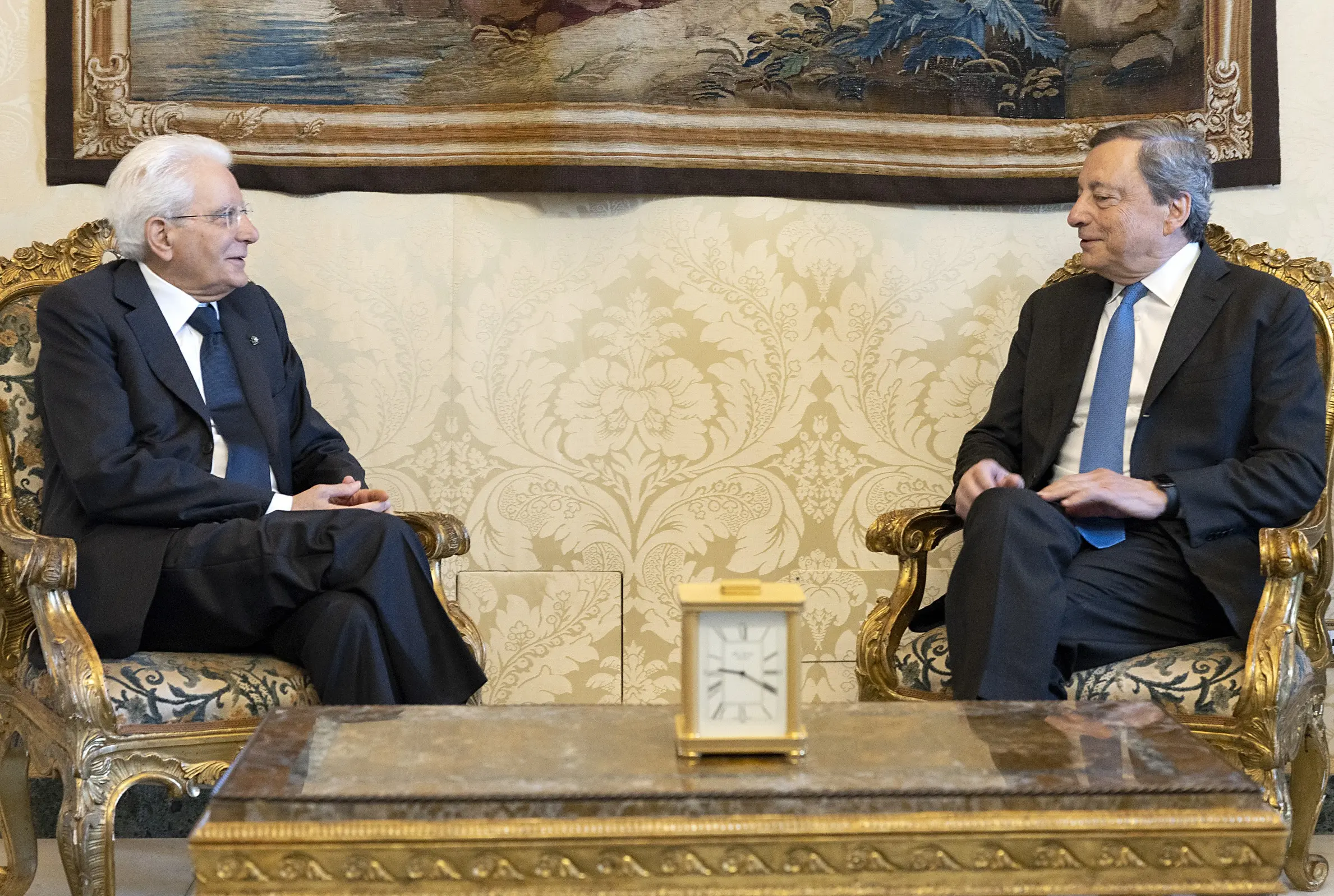Palazzo del Quirinale, 21/07/2022 (II mandato) Il presidente della Repubblica Sergio Mattarella con il presidente del Consiglio Mario Draghi