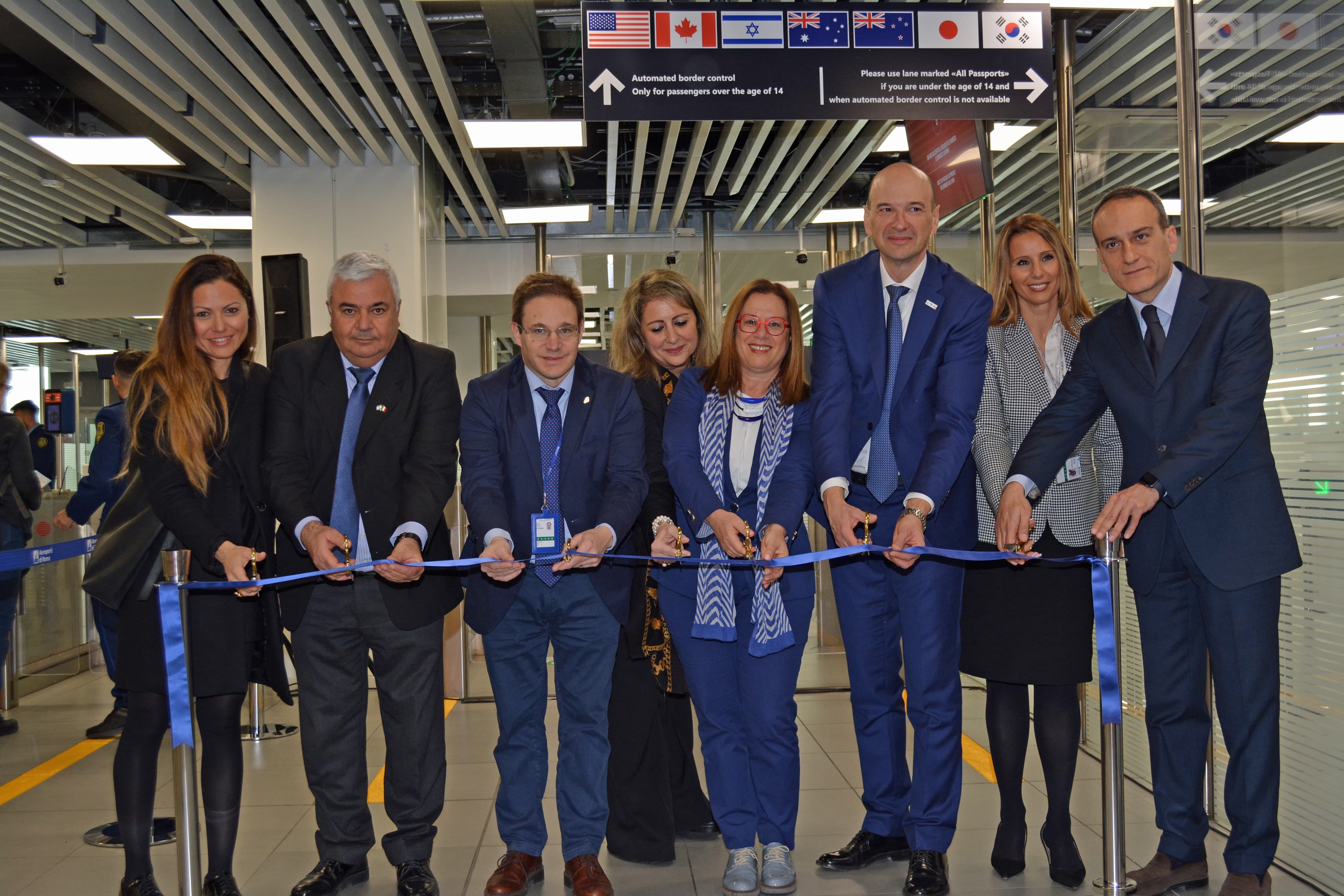 20 febbraio 2019. Inaugurazione E-Gate a Fiumicino per controllo passaporti in pochi secondi anche per passeggeri israeliani