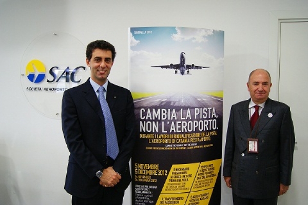 Da sinistra. Sac (Aeroporto di Catania): Nico Torrisi amministratore delegato e Renato Serrano direttore generale. Si era nel 2012...