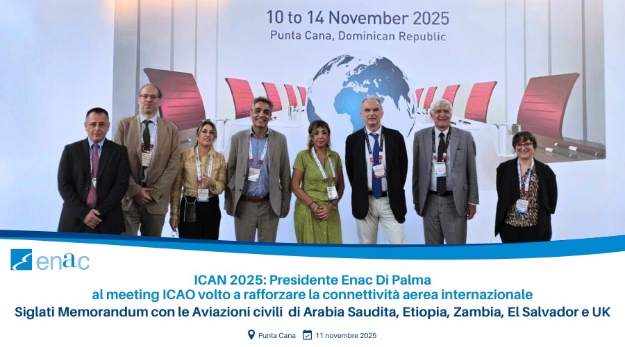 11 novembre 2025. Punta Cana, Repubblica dominicana. Il presidente Enac Pierluigi Di Palma guida la delegazione italiana presente all'evento "Ican 2025" (Icao Air Services Negotiation) a Punta Cana, nella Repubblica dominicana dal 10 al 14 novembre 2025