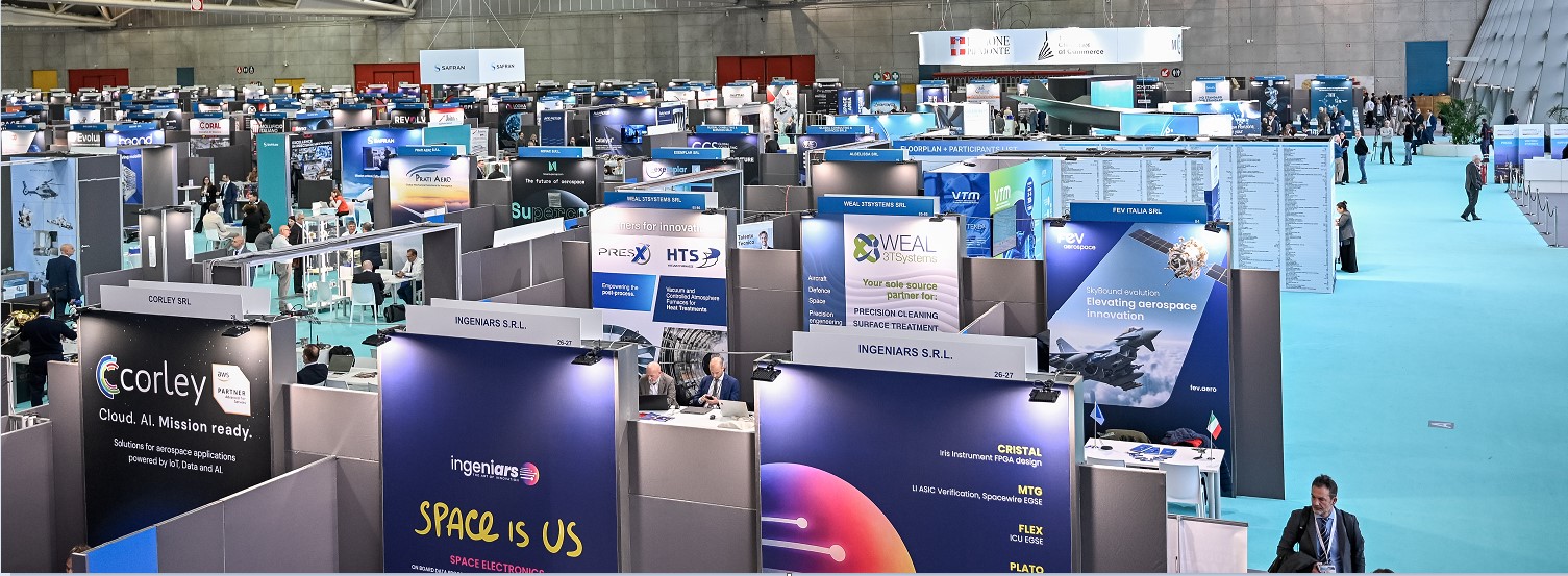 Stande delle industrie presenti all'Aerospace and Defense Meetings a Torino dal 2 al 4 dicembre 2025