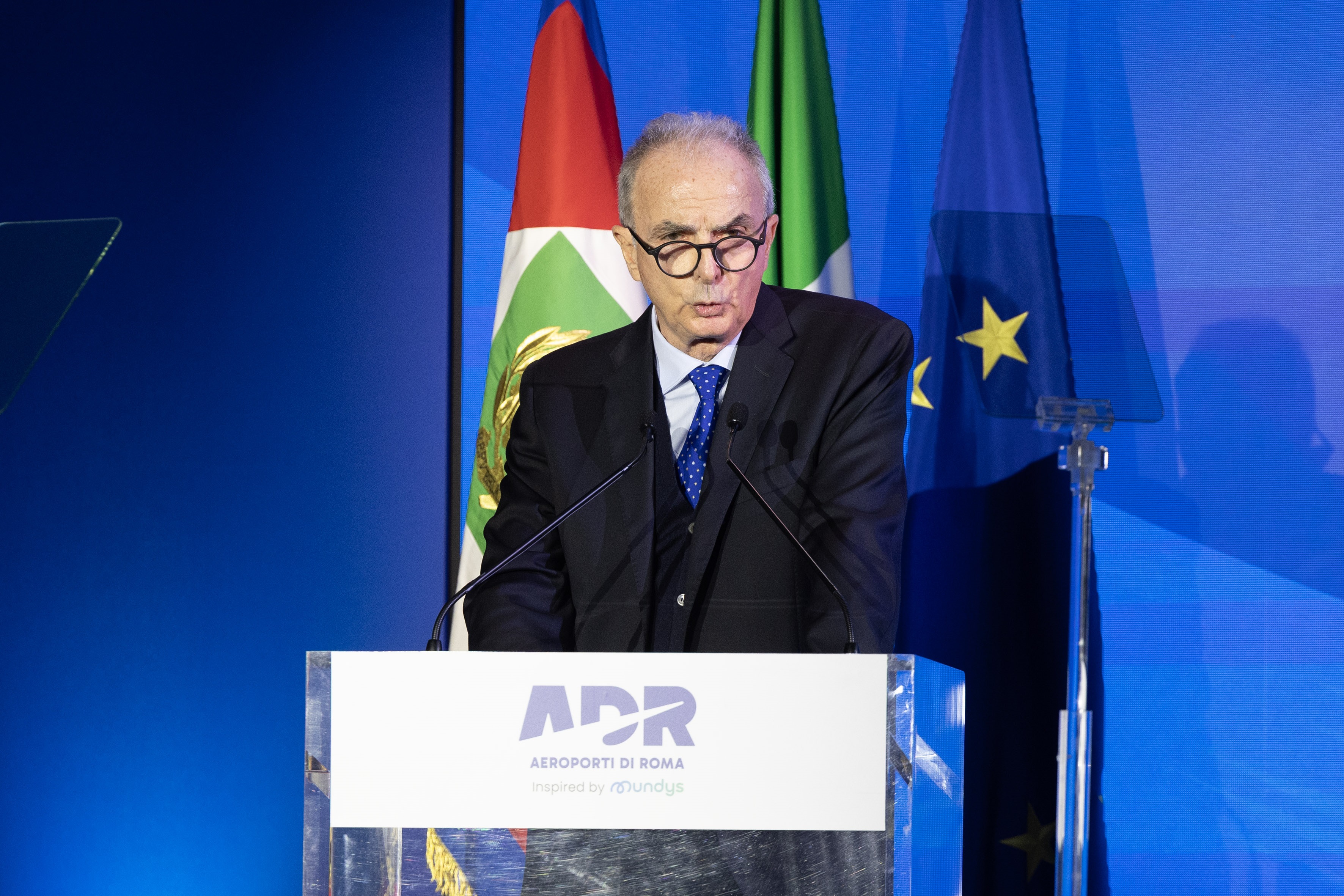 Pierluigi Di Palma, presidente dell’Enac (Ente nazionale aviazione civile) durante un intervento nel corso di un evento a Fiumicino