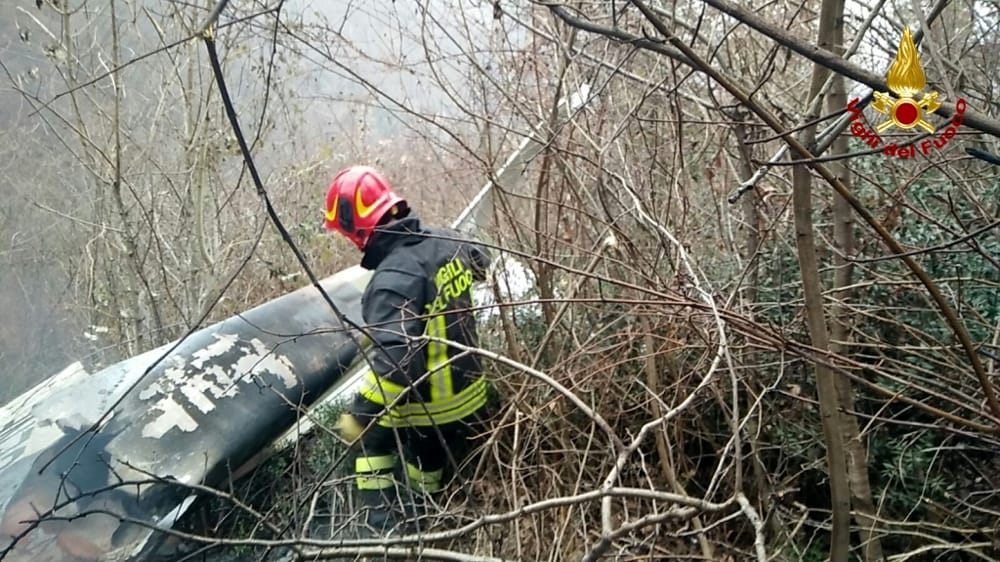 Resti del Cessna F150 marche I-CENE precipitato il 31 gennaio 2018