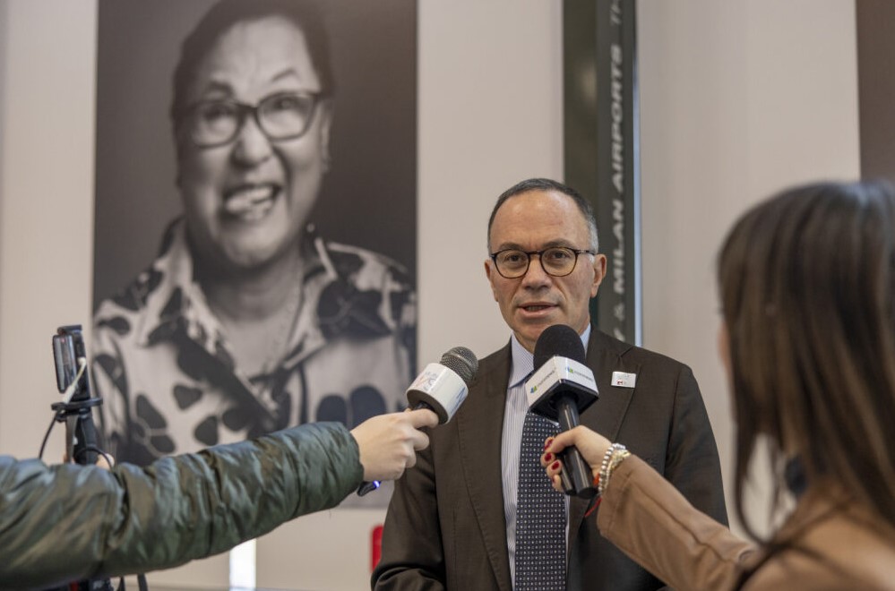 Milano, 30 gennaio 2026. Armando Brunini, ad di Sea, alla mostra fotografica "The World in Motion”, di Steve McCurry inaugurata all'aeroporto milanese di Malpensa